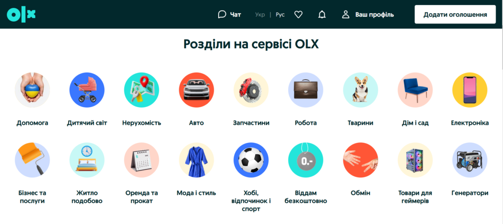 OLX – платформа оголошень та покупок вживаних товарів