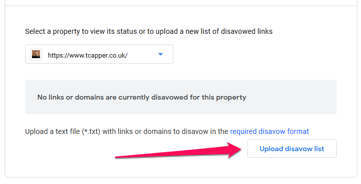 Загрузка disavow-файла