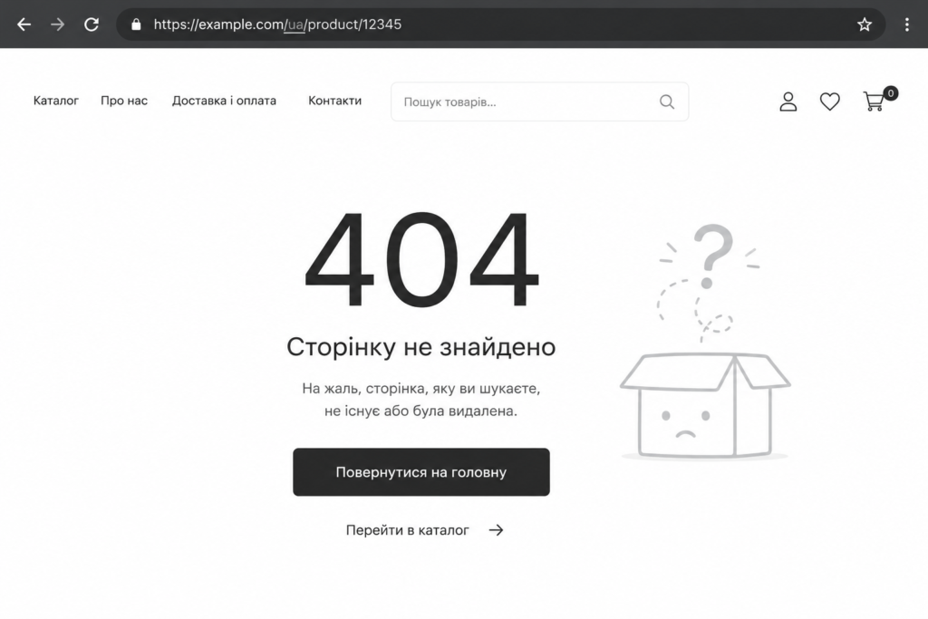 Помилка 404 в інтернет-магазині